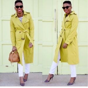 NWOT M SOFT SURROUNDINGS Brixton green double button belted woman trench coat